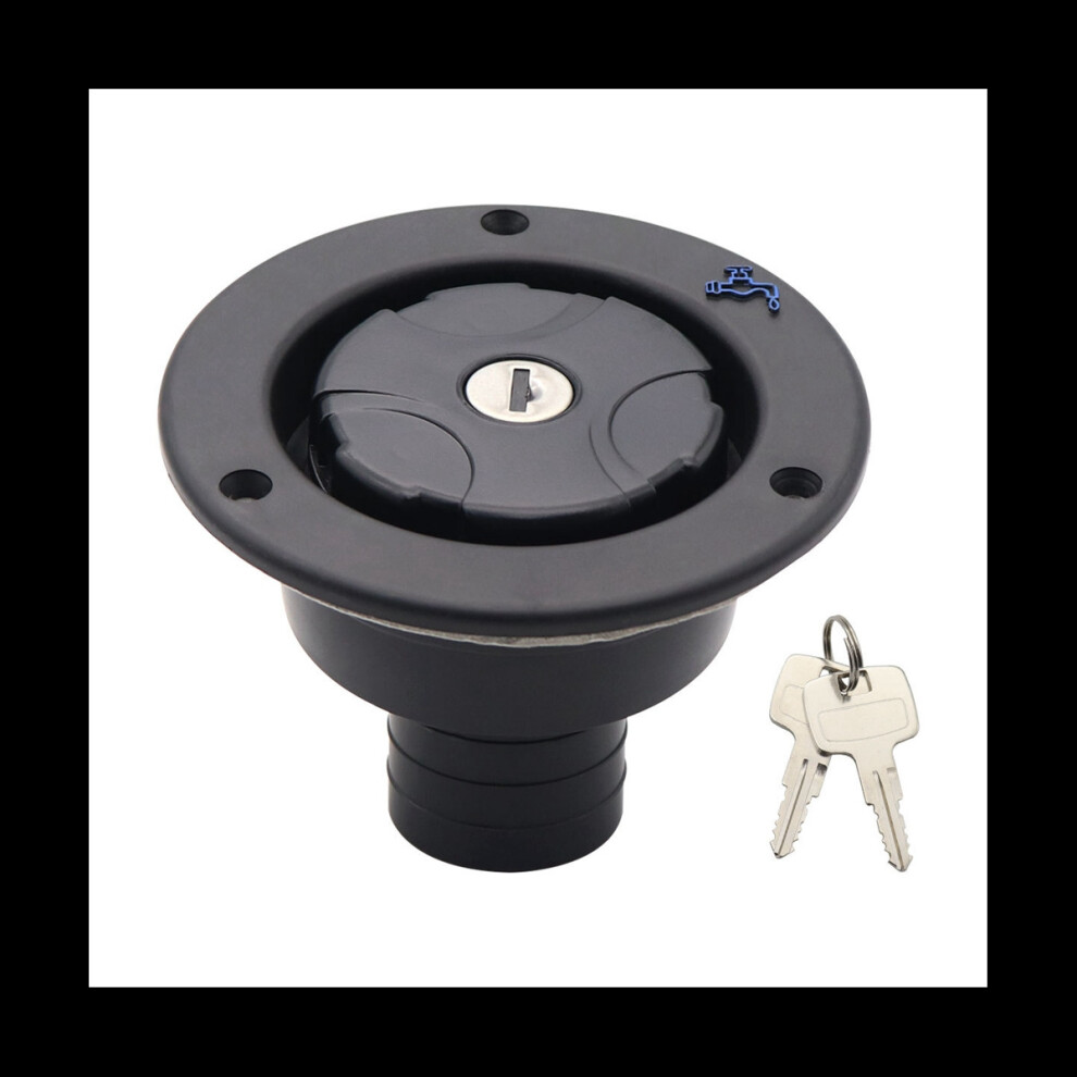 Lockable Filler Neck Tanks Caravan Water Fill Hatch Inlet Trailer Tank Caps Rv Accessory(Black) Black 4762365770443