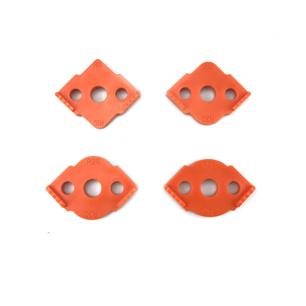 4Pcs Woodworking Router Corner Radius Templates Jig R5 to R40 Routing Curved Corners Milling Circular Radian Orange