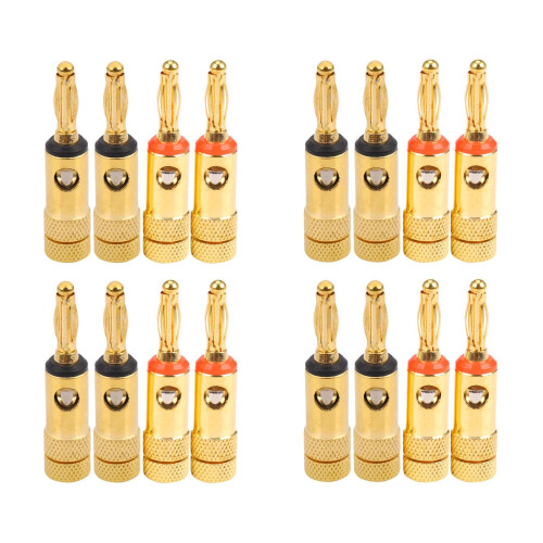 Gold Plated Banana Plugs 8 Red 8 Black 4mm 16 Pcs LL68-4BP1