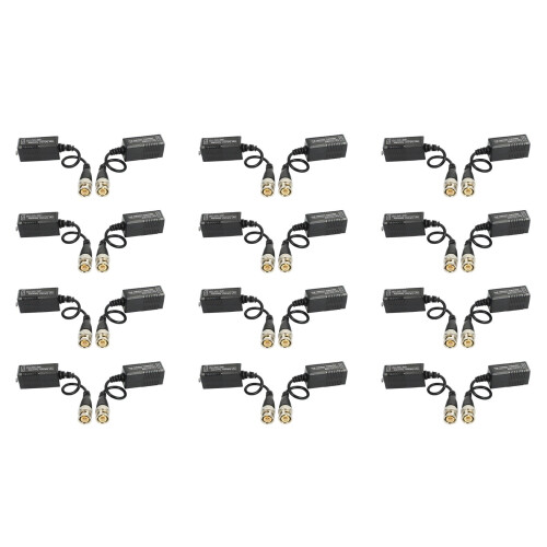 12 Pairs 24 Pieces Passive Video Balun & Transceiver with Cable for 1080P TVI/CVI/TVI/AHD/960H DVR Camera CCTV System