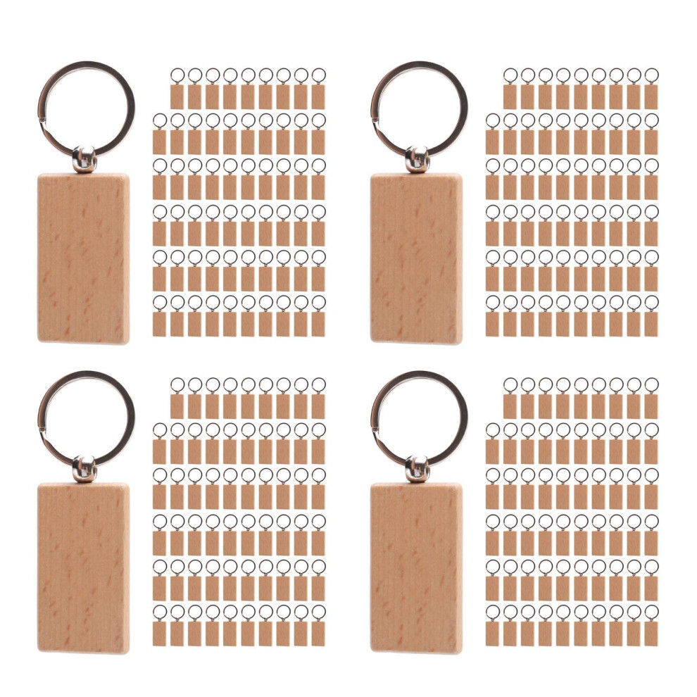 240Pcs Blank Rectangle Wooden Key Chain Diy Wood Keychains Key Tags Can Engrave Diy Gifts 4762365721490