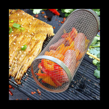 Barbecue Basket Stainless Steel Grill Outdoor BBQ Basket Grate with Hook and Fork Travel Camping Picnic Cookware 30CM