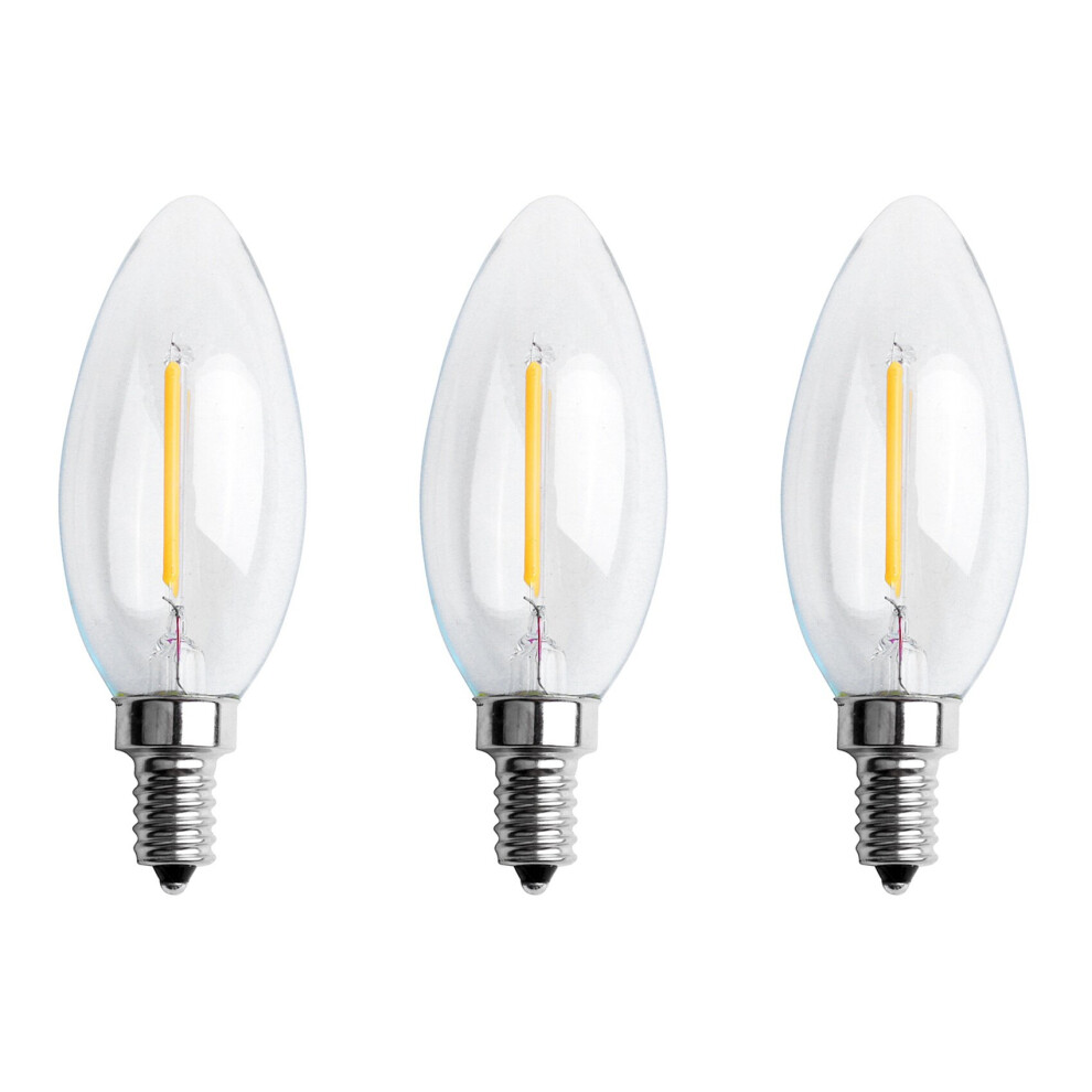 3X Dimmable E12 2W COB Candle Flame Filament LED Light Bulb Lamp 10x3.5cm