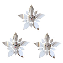 3X Mirror Acrylic Material Single Face Wall Stickers Modern Style Wall Quartz Clocks Home Decor Wall Watches Silver