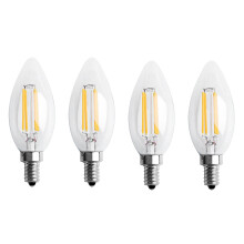 4X Dimmable E12 4W COB Candle Flame Filament LED Light Bulb Lamp 10x3.5cm