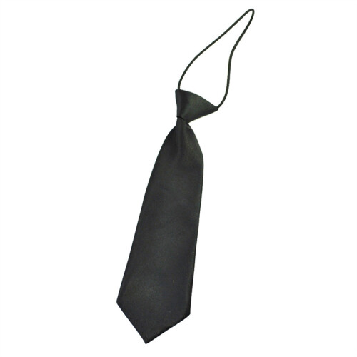 2X Solid Black Polyester Elastic Slim Necktie Neck Tie for Child 1