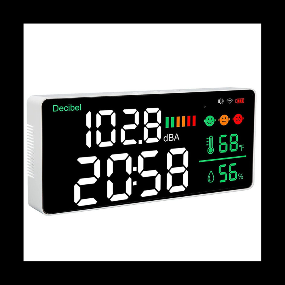 4-In-1 Decibel Meter, WiFi Sound Level Meter Digital Clock Temperature Humidity Meter, 30-130DBA DB Meter