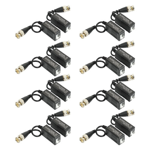 8 Pairs Passive Video Balun Transmitter & Transceiver with Cable for 1080P TVI/CVI/TVI/AHD/960H DVR Camera CCTV System