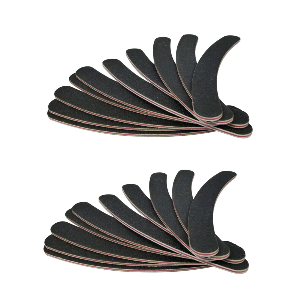 Tlily 20 Double Sided 100/180 Grit /Bana Na Curved Nail Files Uk Emery Board