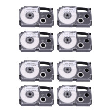 Lot de 8 rubans d'étiquettes noirs sur blancs de 12 mm pour étiqueteuses compatibles avec KL1500 KL2000 KL7000 KL7200 -100 KL120 KL60 -750B