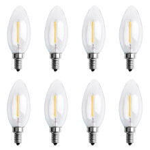 8X Dimmable E12 2W COB Candle Flame Filament LED Light Bulb Lamp 10 x 3.5cm