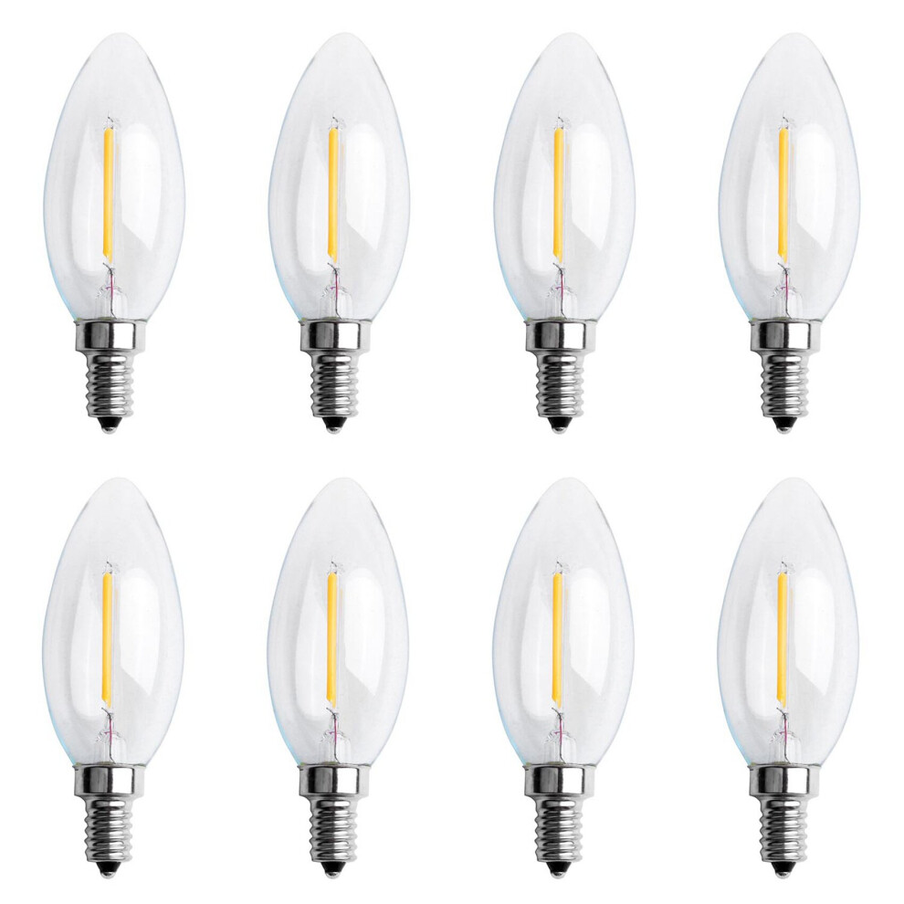 Tlily 8X Dimmable E12 2W Cob Candle Flame Filament Led Bulb Lamp 10 X 3.5Cm Light