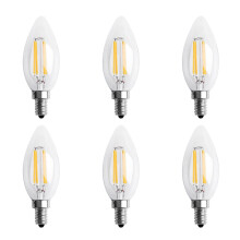 6X Regulable E12 4W COB Vela Llama Filamento LED Bombilla 10 x 3.5cm