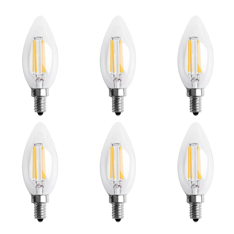 Tlily 6X Dimmable E12 4W Cob Candle Flame Filament Led Bulb Lamp 10 X 3.5Cm Light