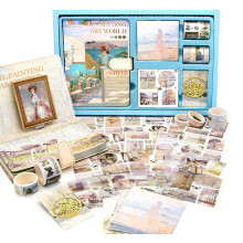 Kit de journal de scrapbooking esthétique, carnet de notes B6 à peinture à l'huile vintage, fournitures de scrapbooking, autocollants d'art, D