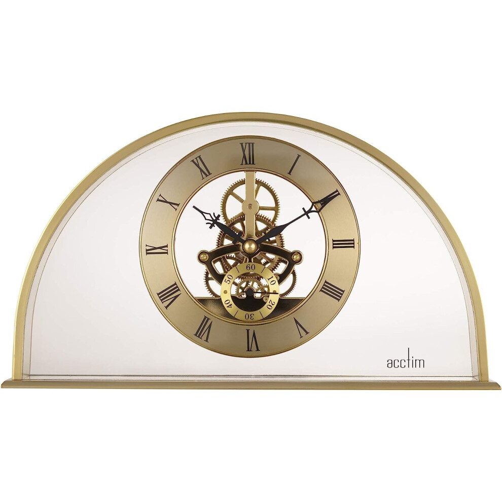 Acctim Hughenden Half Moon Skeleton Mantel Clock Gold