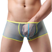 (Sky blue, XL) (Man)Men's Underwear Mesh Panties Breathable Briefs Sexy Light Boxer Underpants