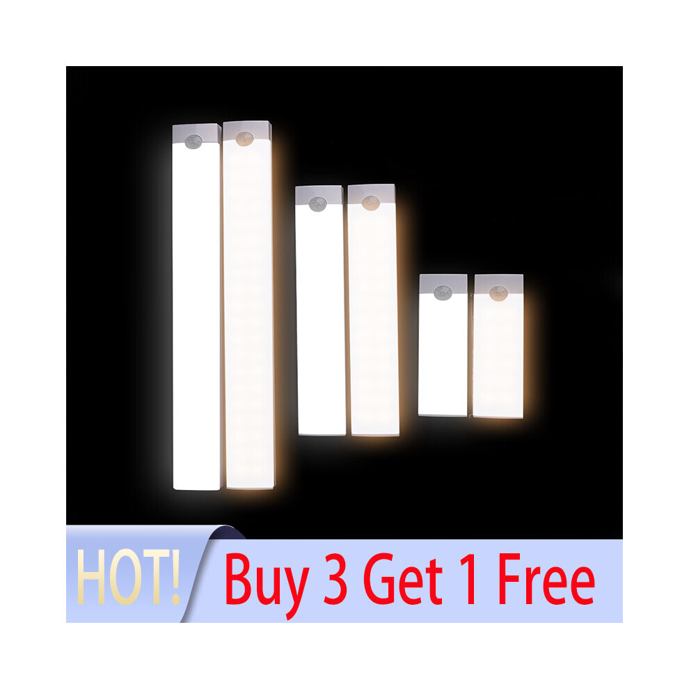 (White, 26LED) Wireless LED PIR Motion Sensor Light Strip Cabinet Closet USB Rechargeable Lamp