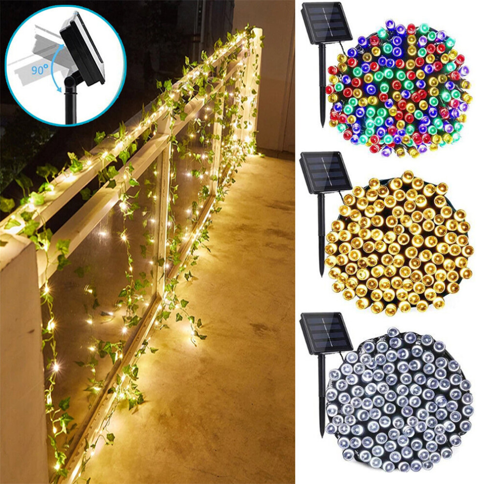 (White, 100LED) 100/200/500 LED Solar Power Fairy Garden Lights String Outdoor Party Wedding