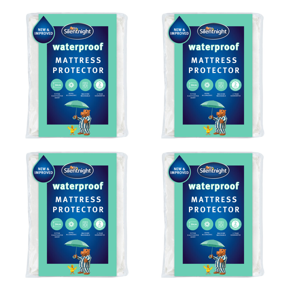 (Double, 4 Pack) Silentnight Waterproof Mattress Protector - Bundles