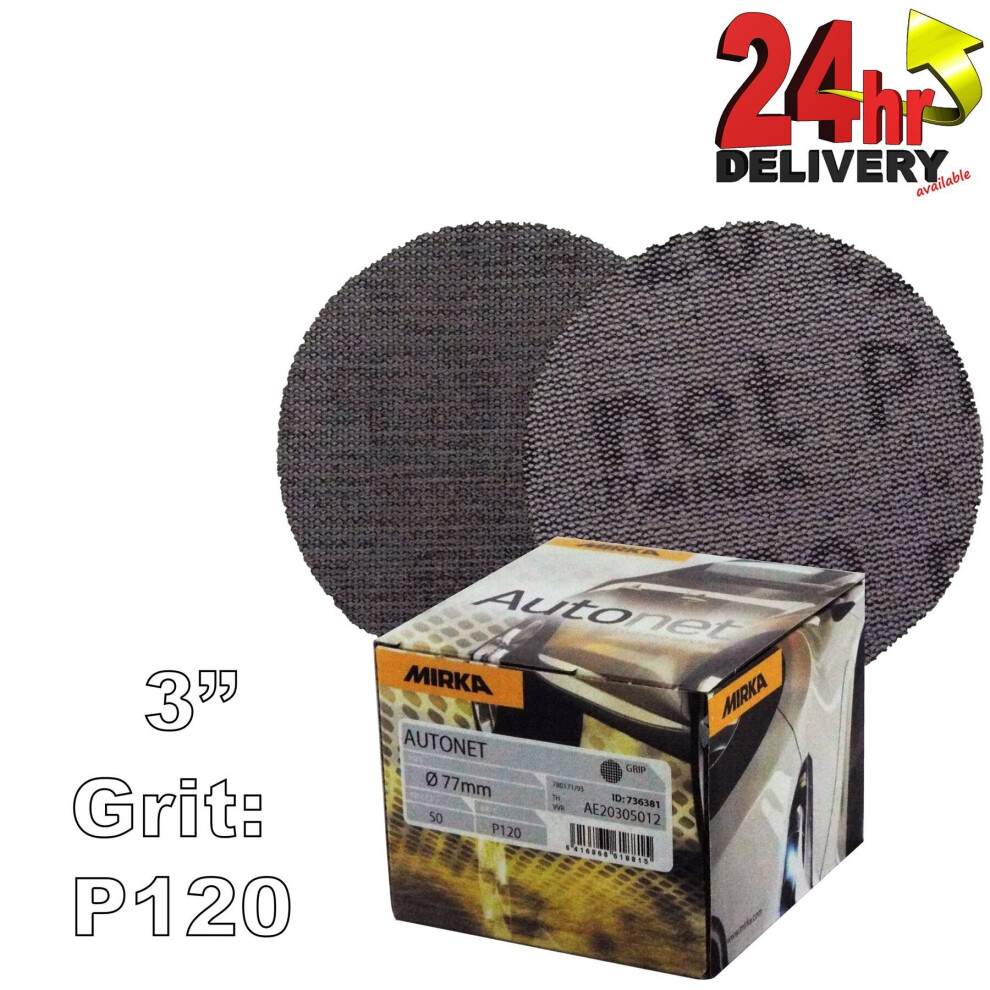 Mirka Autonet 77mm 3" Box 50 Sanding Discs - P120 Grit Abranet