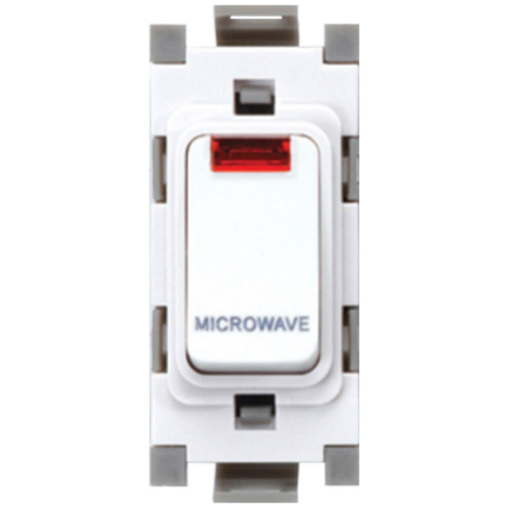 Deta Grid Switch 20A Double Pole With Neon Marked 'Microwave' (White) 5016211035811