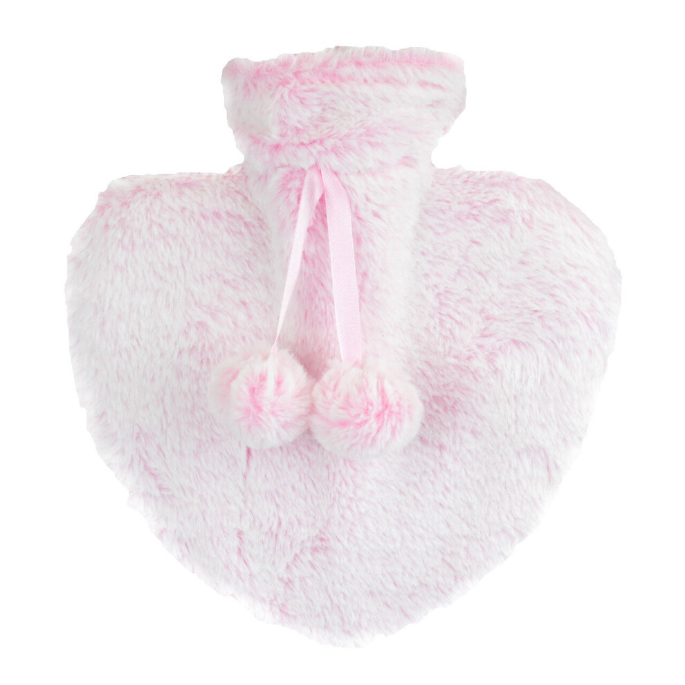 Pink Faux Fur Heart 800ml Hot Water Bottle
