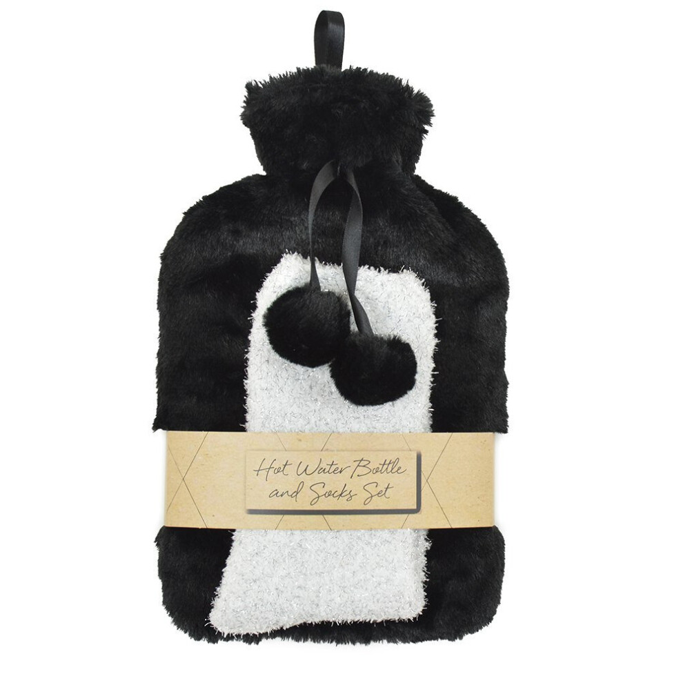 Follow That Dream Black Faux Fur Hot Water Bottle & Bed Socks