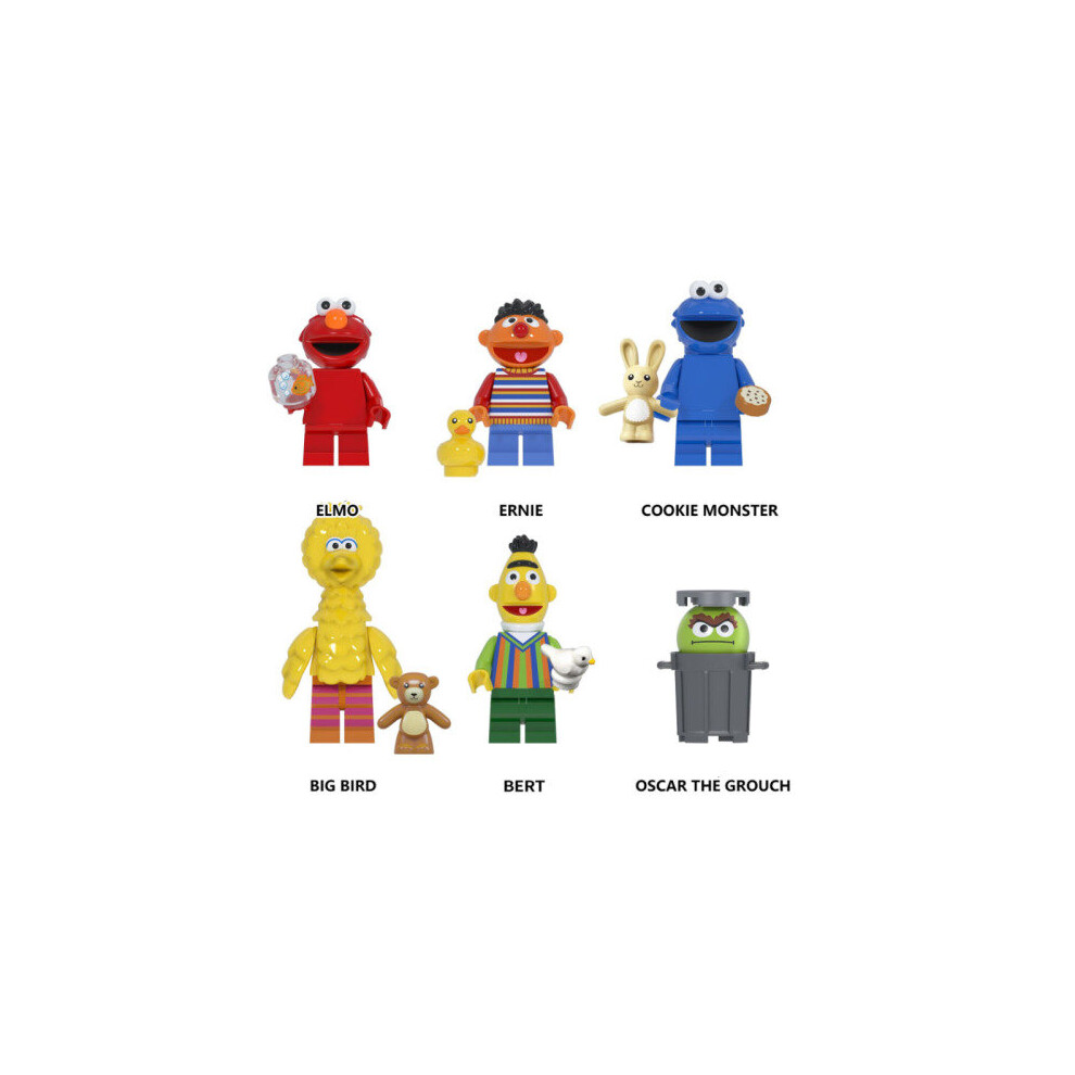 6Pcs Sesame Street Neighborhood Friends Minifigures Building Block Kids Gift Toy