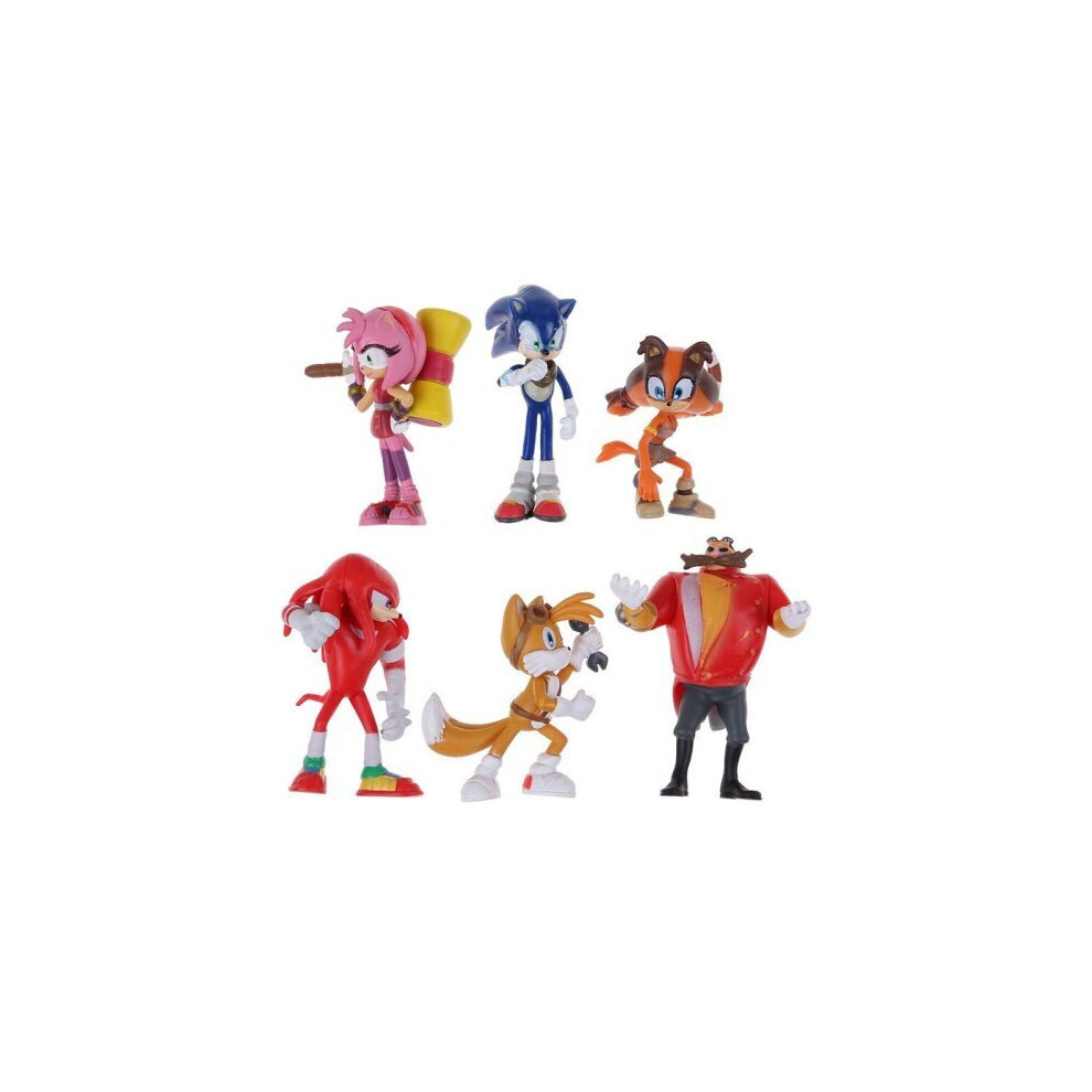 (Sonic-C) 6pcs Cute Sonic the Hedgehog Game Action Figures Kids Boy Girl Toy Set Gift