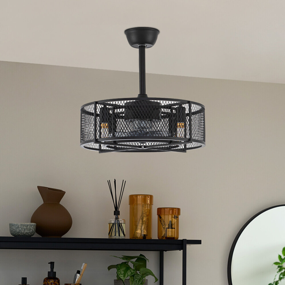 Metal Industrial Ceiling Fan Light Black
