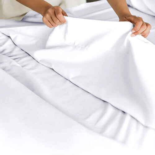 Imperial Rooms ( Single (175 x 275 cm), White) 100% Egyptian Cotton Flat Sheet Bed Sheets UK 2