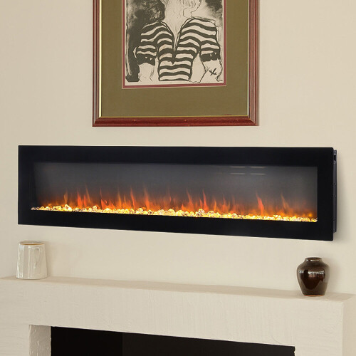 Living And Home 60 Inch Electric Fireplace 12 Flame Colors with Remote Control