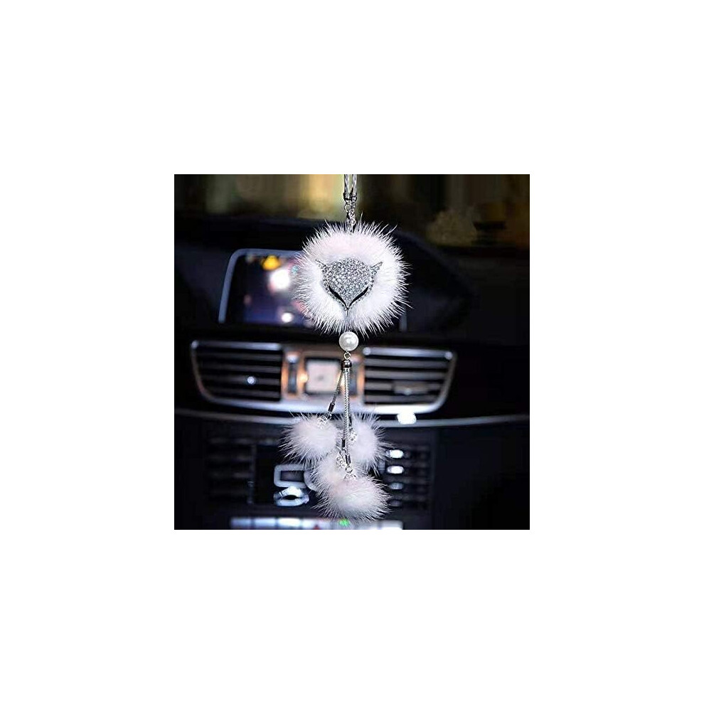 Shiny Rhinestone Car Rearview Mirror Pendant Car Ornament (Fur Ball Type) 9779937050235