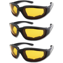 3 pairs of motorcycle riding glasses thickened goggles (yellow lens)