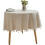 Solid Color Round Tablecloth with Tassels Polyester Linen Home Table Decoration (Round 48 Inch, Beige) 1