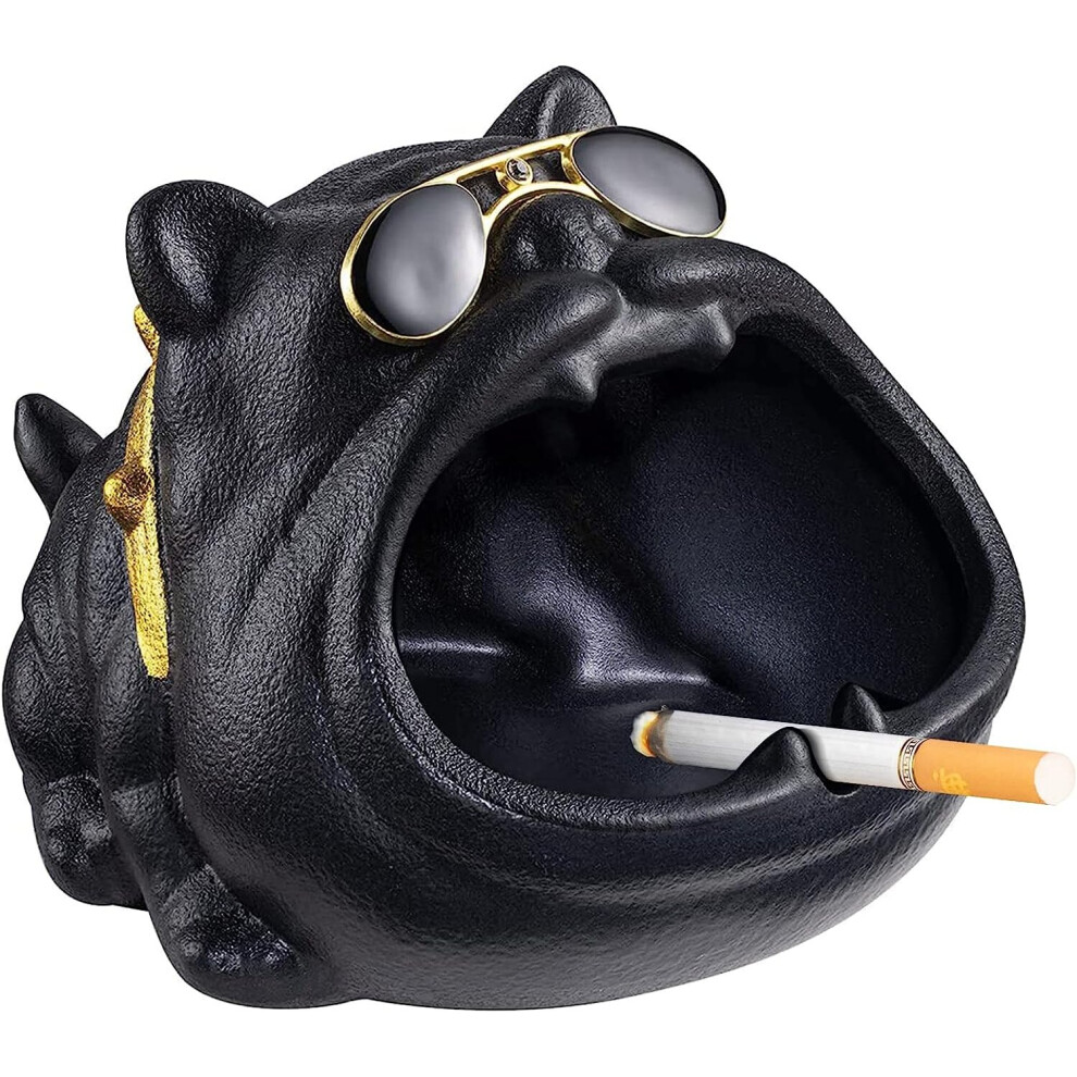 Outdoor ashtray for cigarettes, black bully dog design ashtray