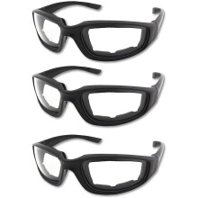 3 Pack Motorcycle Riding Glasses Padded Goggles (Clear Lens)