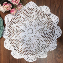 Cotton Handmade Crochet Lace Tablecloth Doilies Doily,Round,White,16 Inch