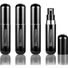 4 Pack Refillable Perfume Atomizer Bottles, Portable Dispenser 5ml/0.2oz(Black)