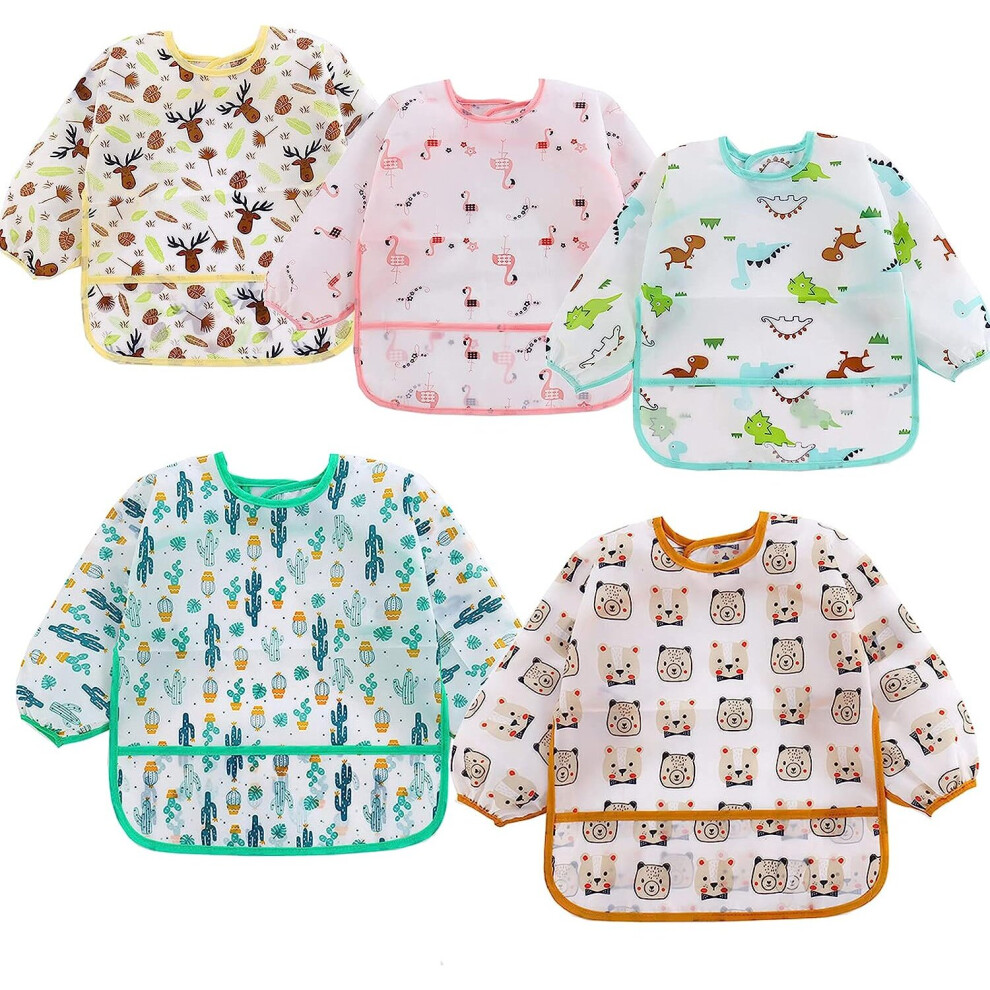 5 Pack Long Sleeve Baby Toddler Bibs Waterproof Sleeve Bibs Gopatriot Memory