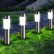 Joomer 4 Pack Solar Lights Outdoor Garden Ornaments Pathway Lighting White Garden Lights Solar Powered Waterproof Path Light Decoration for Patio