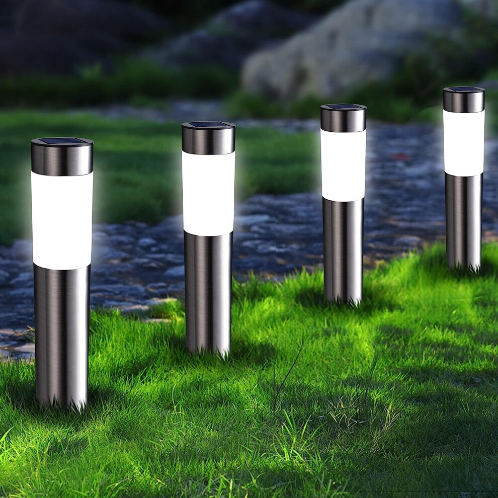 Joomer 4 Pack Solar Lights Outdoor Garden Ornaments Pathway Lighting White Garden Lights Solar Powered Waterproof Path Light Decoration for Patio