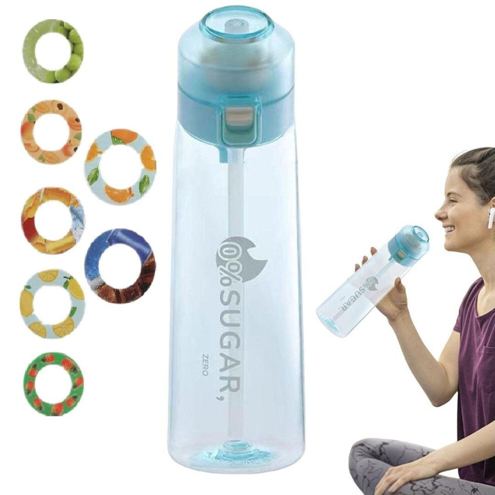 (blue bottle and 7pcs Pod) Sports Air Water Bottle, Air Up Water Bottle 650ml Water Bottle