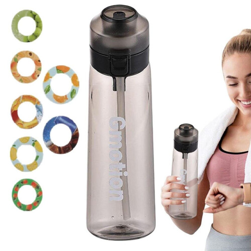 (black bottle and 7pcs Pod) Sports Air Water Bottle, Air Up Water Bottle 650ml Water Bottle