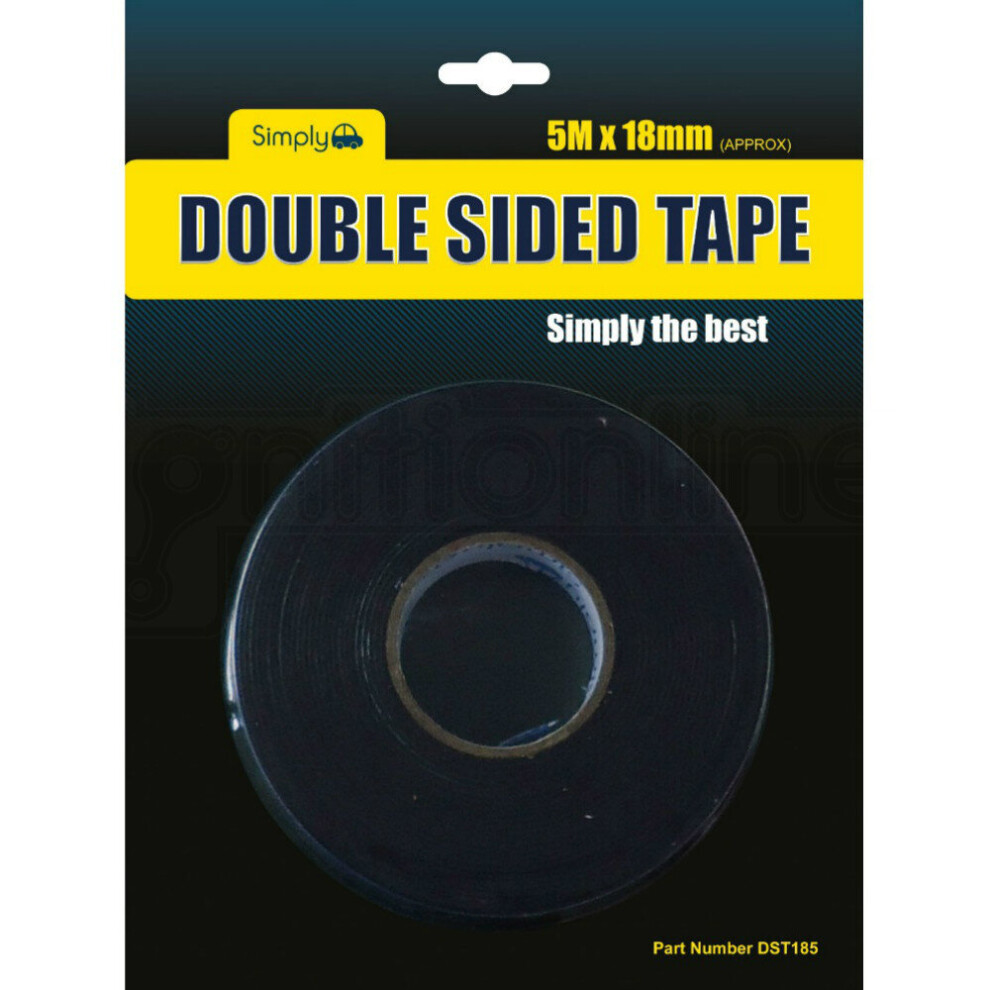 Black Double Sided Tape Self Adhesive Mounting Foam Car Trim Plate 18mm x 5M