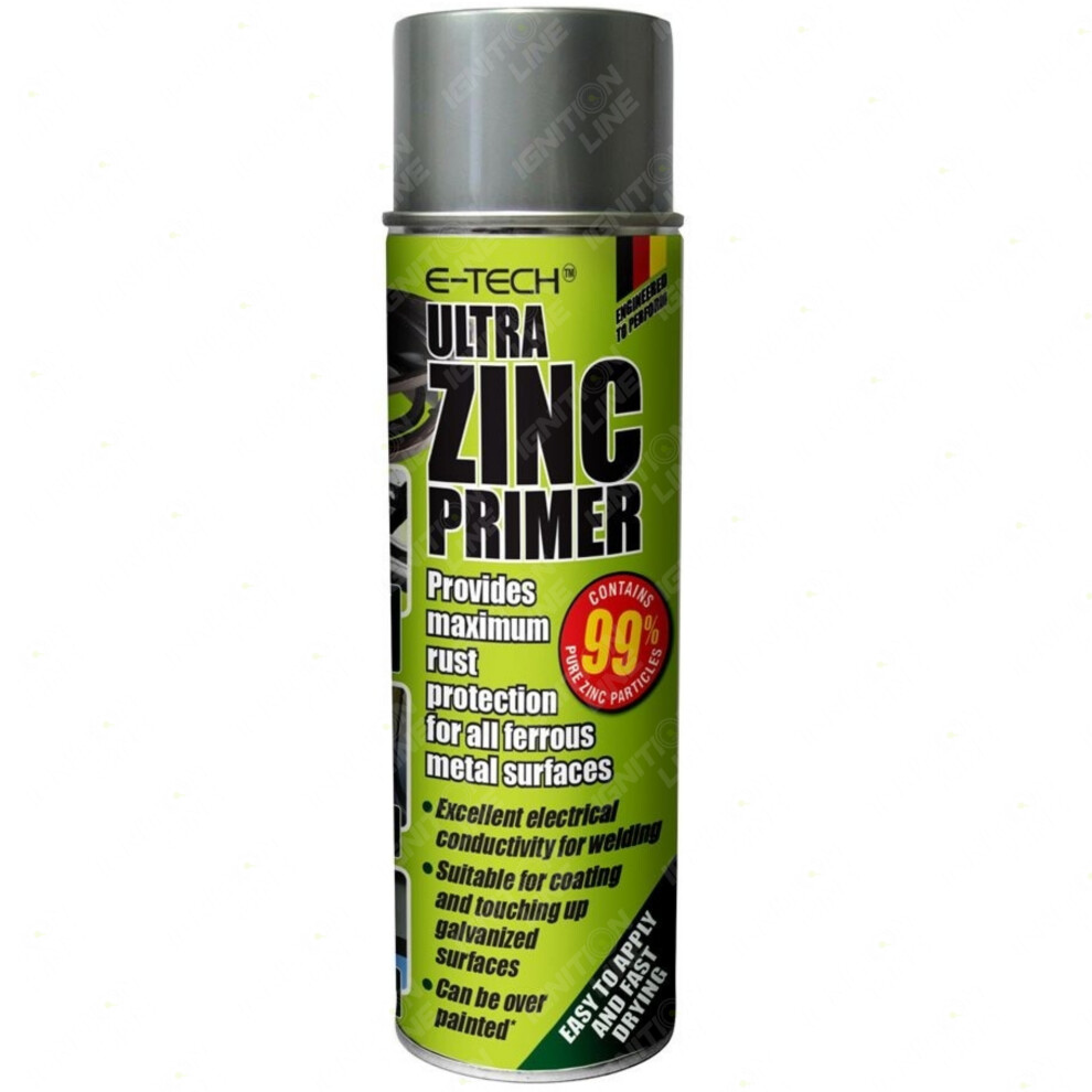 E-Tech Ultra Zinc Primer Paint Spray 500Ml Â Rust-Preventing Galvanizing Primer For Metal, Er00111 5018413824033