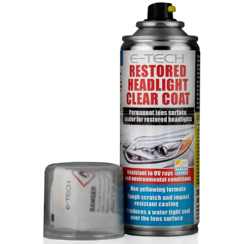 E-TECH Restored Headlight Headlamp Protect Clear Coat Lacquer Spray Sealer 200ml 1