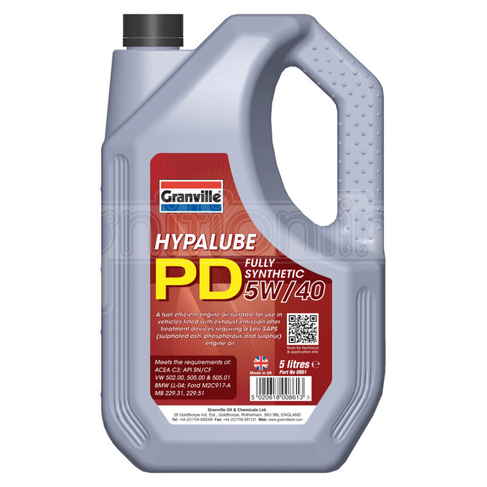 Granville Hypalube PD Fully Synthetic 5W/40 Engine Oil Additive VW 505 5 Litre