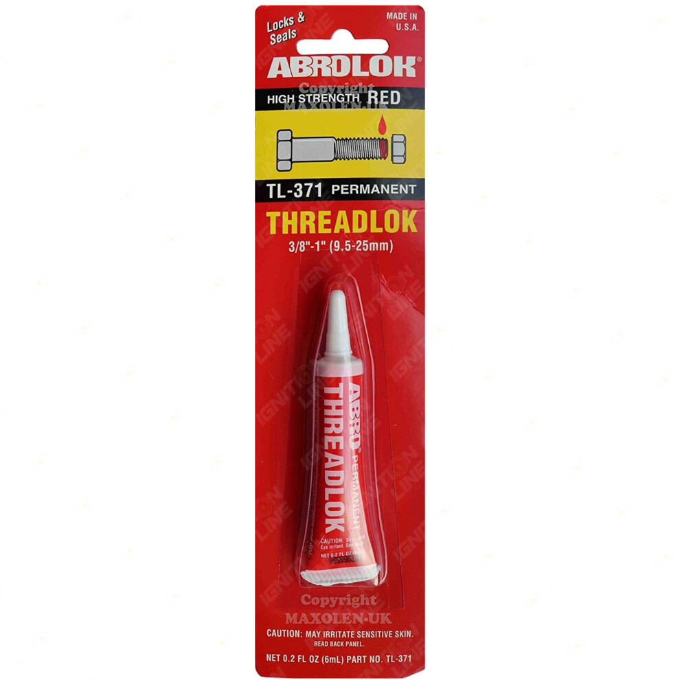 Abro Threadlocker Red High Strength Thread Lock Sealant Nutlock 6Ml Tube 790920120222